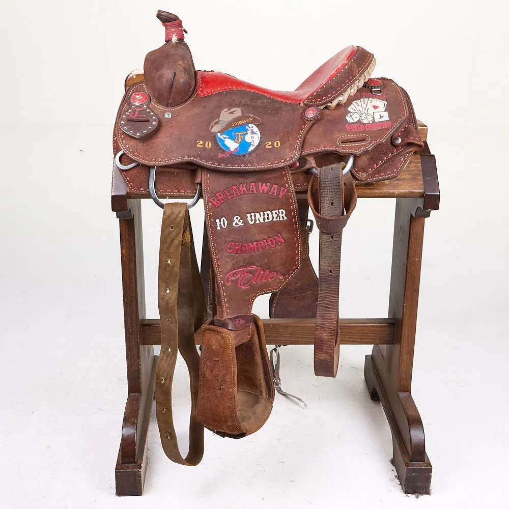 Alamo Saddlery Used 14in Roughout Elite Trophy Calf Roping Saddle - Image 2