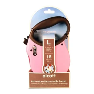 Alcott Adventure Retractable Belt Dog Leash - Pink (Large, 16 ft)