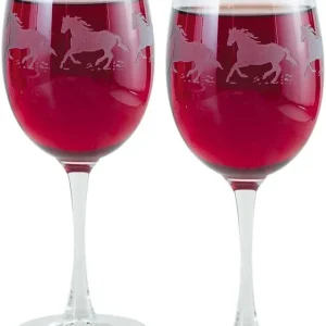 American Crystal Galloping Horses 16oz Red Wine Glass