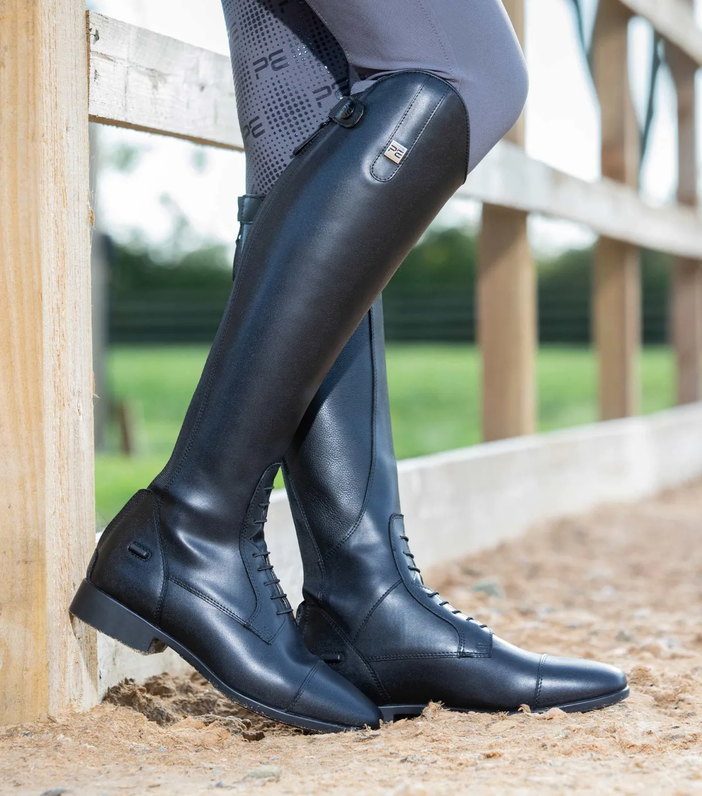 Anima Womens Synthetic Field Tall Riding Boots Black - Image 2