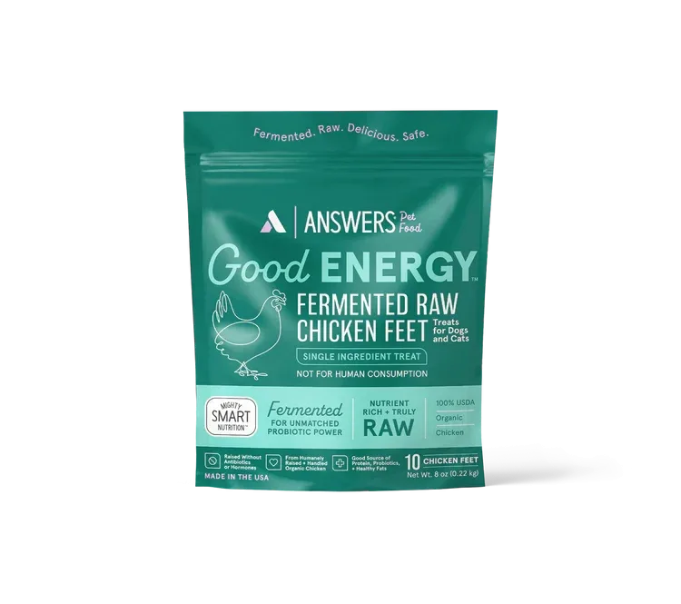 Answers Dog & Cat Good Energy Frozen Raw Fermented Chicken Feet - 10 Count