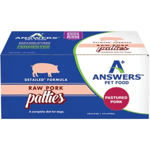 Answers Dog Frozen Detailed Pork 8oz Patties - 8 Count{L-x} SD-5