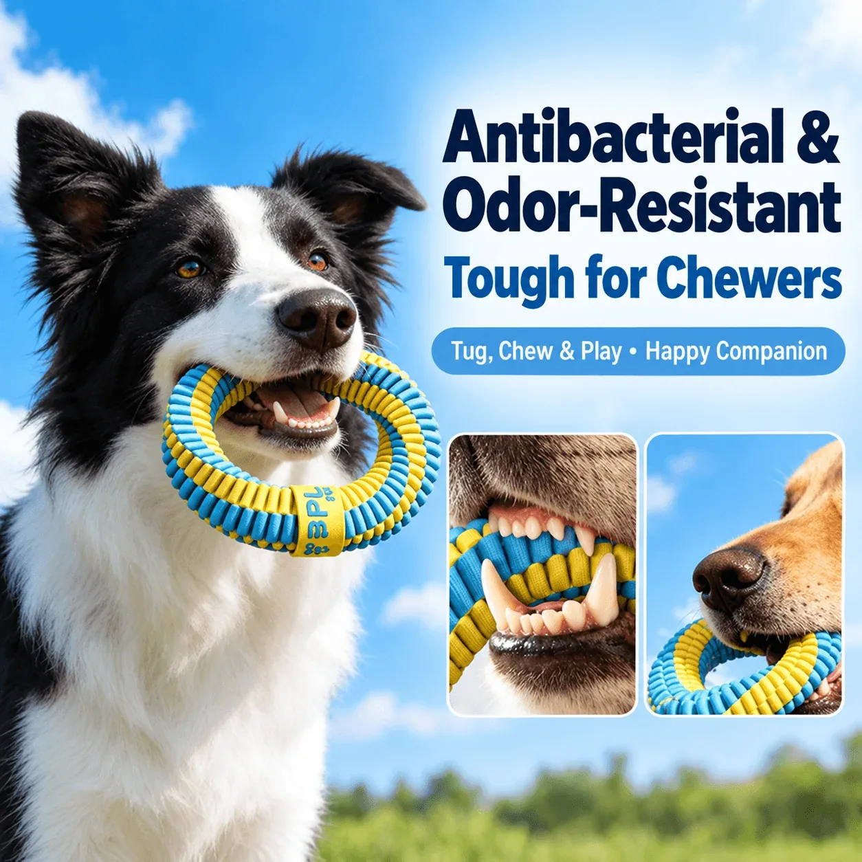 Antibacterial Braided Dog Ring Toy – Durable Chew & Tug Toy - Image 2