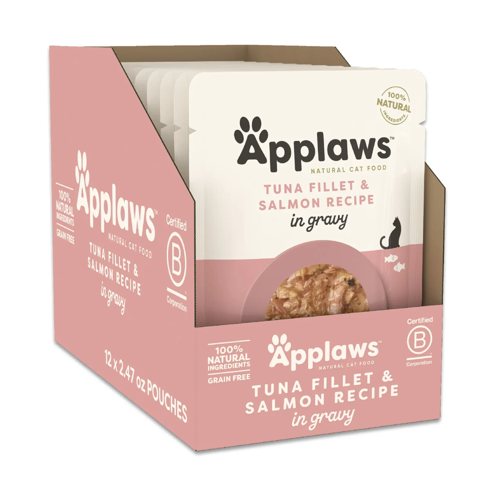 Applaws Cat Pouch 2.47oz Tuna Flakes with Sockeye Salmon in Gravy - Image 2