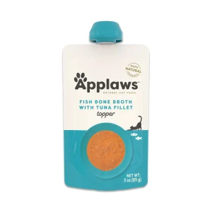 Applaws Fish Bone Broth with Tuna Fillet Cat Food Topper 3oz Spout Pouch