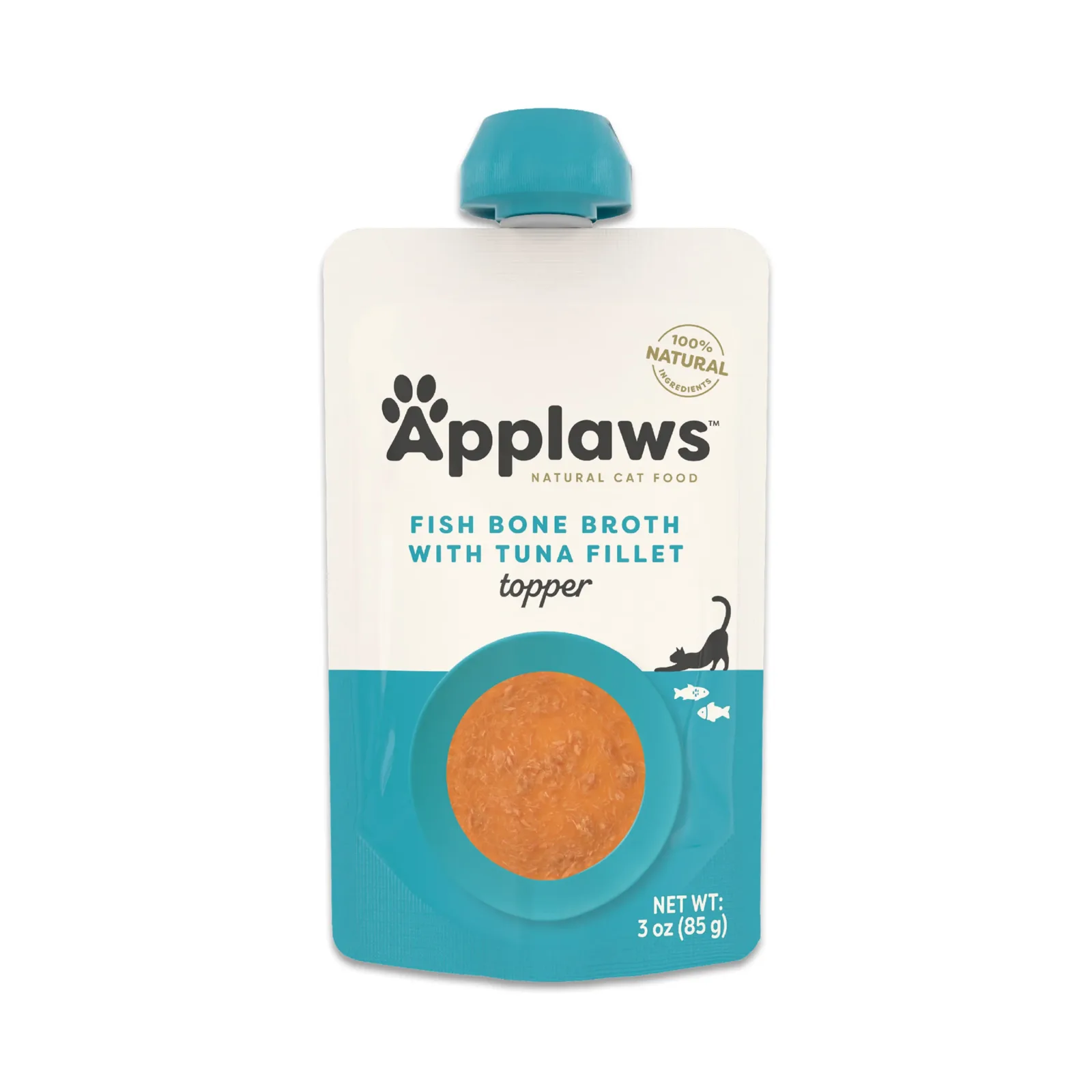 Applaws Fish Bone Broth with Tuna Fillet Cat Food Topper 3oz Spout Pouch