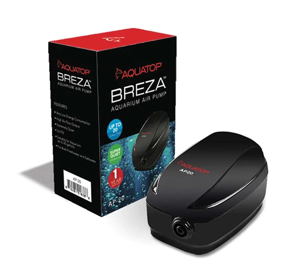 Aquatop BREZA AP-20 Aquarium Air Pump Up to 20gal Black