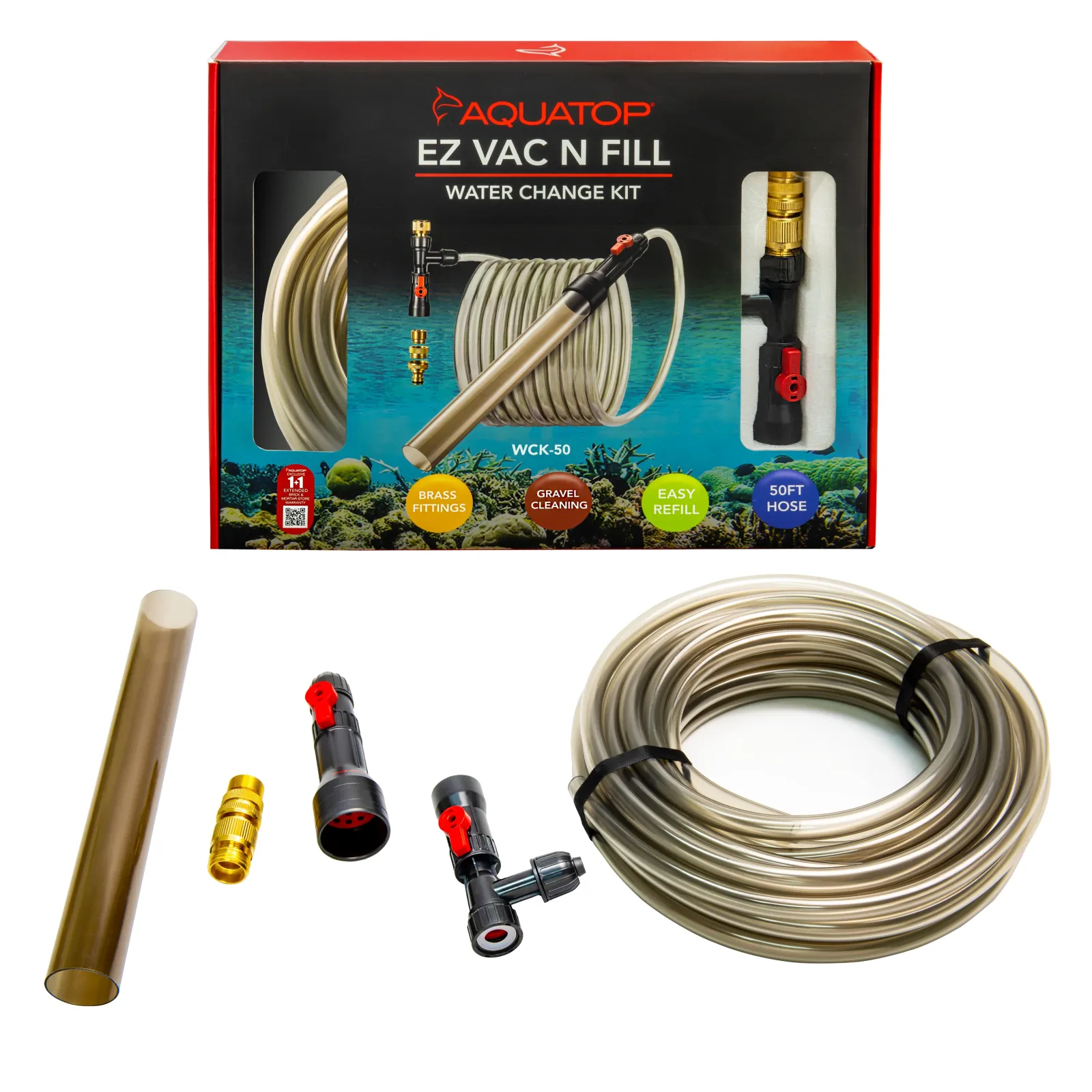 Aquatop EZ Vac-N-Fill Water Change Kit With Brass Fittings 50 ft