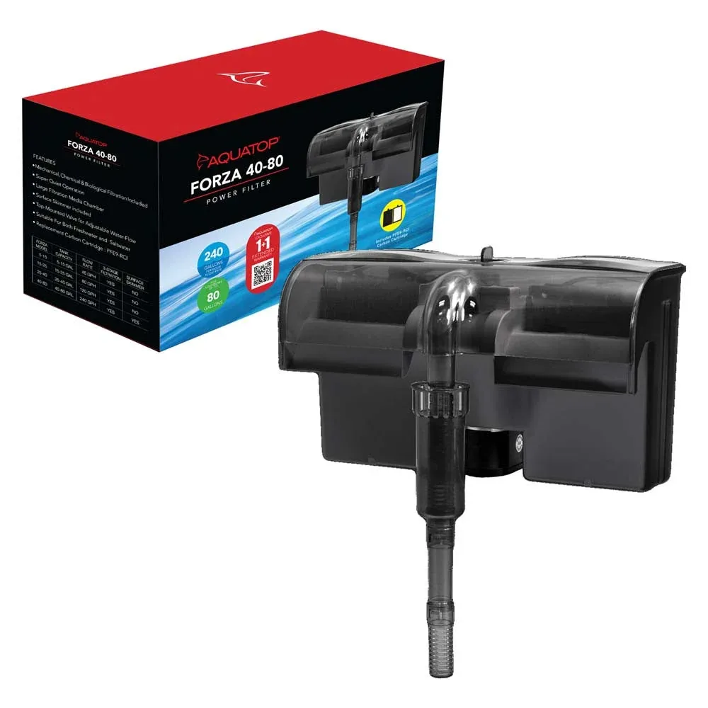 Aquatop FORZA 40-80 Power Filter with Surface Skimmer Black 240 GPH