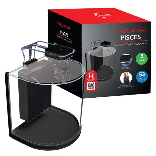 Aquatop PISCES All-in-one Nano Bowfront Glass Aquarium Kit Black, Clear 5 gal - Image 2