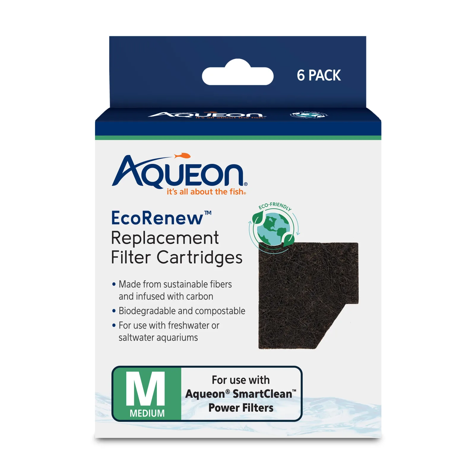 Aqueon EcoRenew Replacement Filter Cartridges Medium, 6-pk