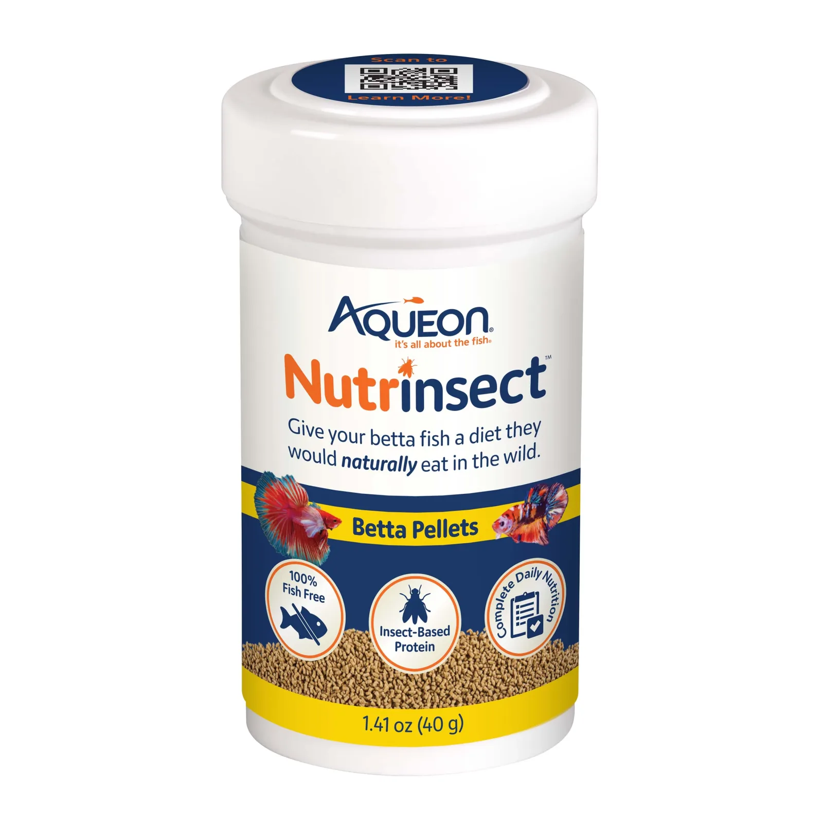 Aqueon Nutrinsect Fish-Free Fish Food Betta Pellets 1.41 oz