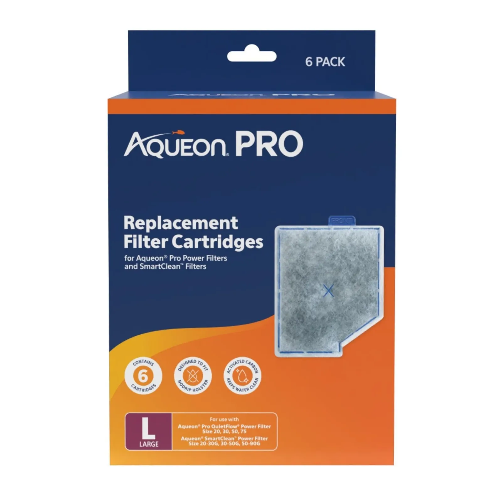 Aqueon Pro Replacement Aquarium Filter Cartridges Large, 6 ct