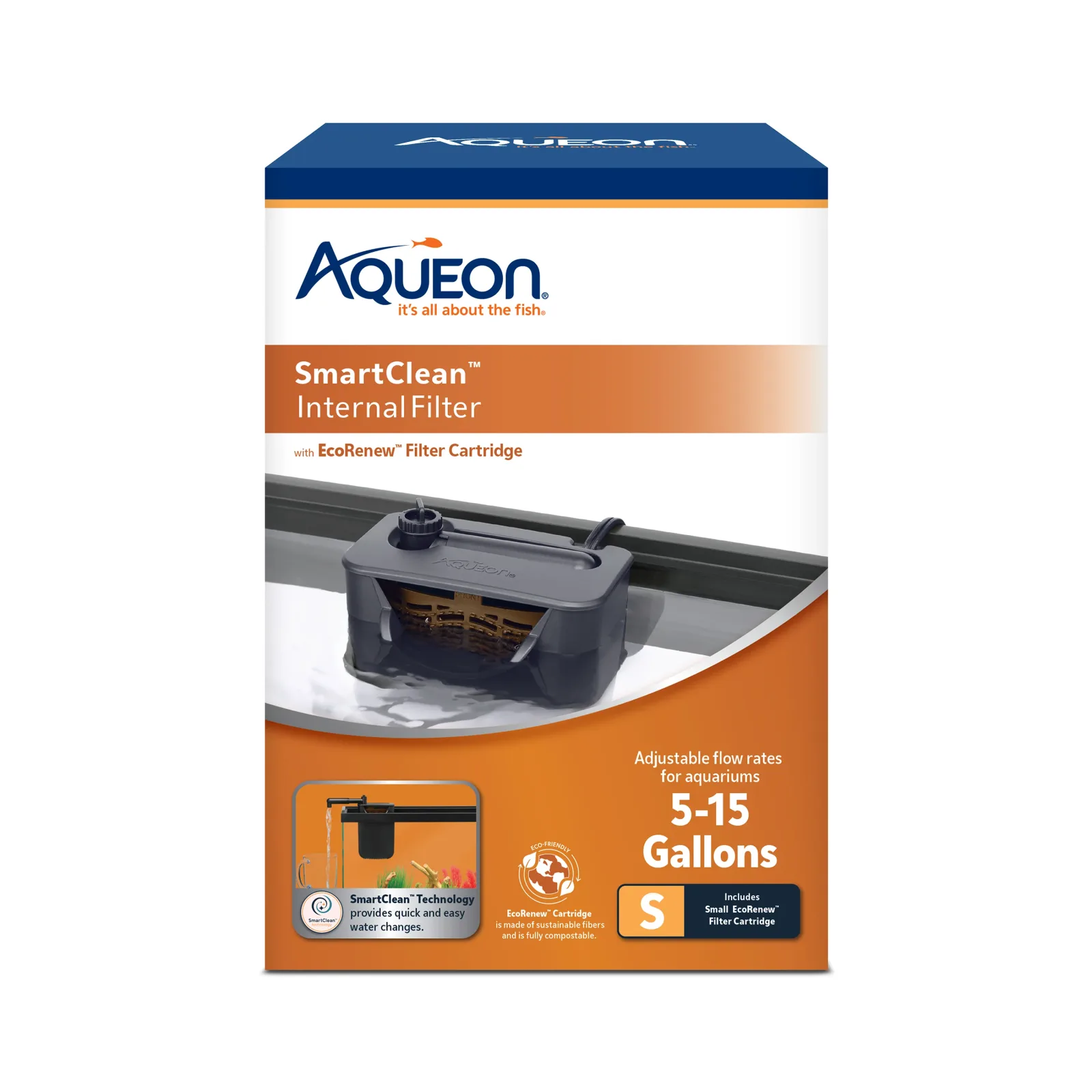 Aqueon QuietFlow Internal Filter with SmartClean Technology Small