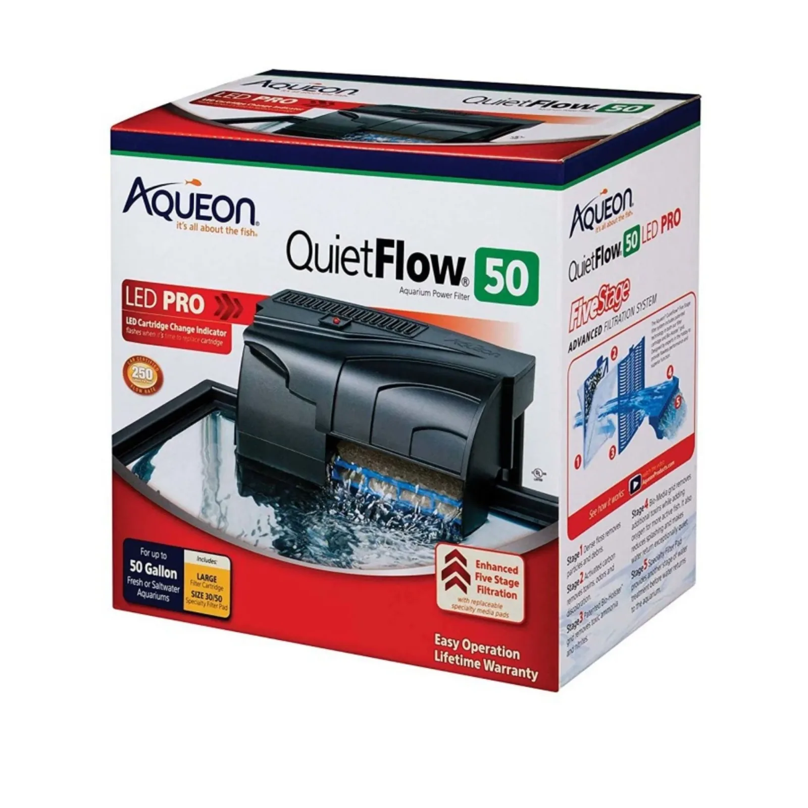 Aqueon QuietFlow LED PRO Aquarium Power Aquarium Filter Size 50