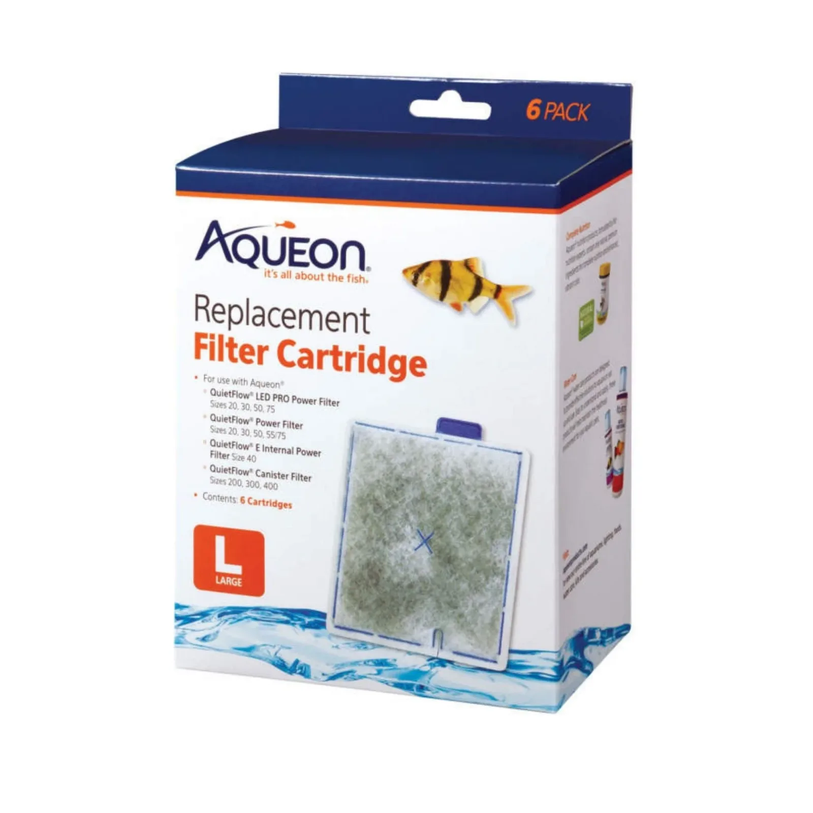 Aqueon Replacement Aquarium Filter Cartridges Large, 6 ct