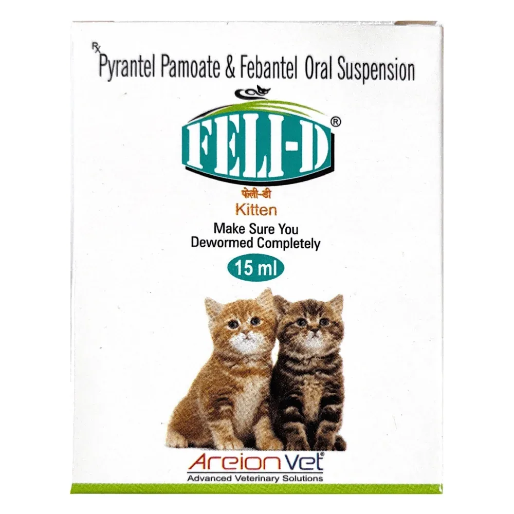 Areion Vet Feli D Kitten Deworming Suspension (15ml) and Skyec Skyworm Cat Tablet (pack of 4 tablets) Combo - Image 2