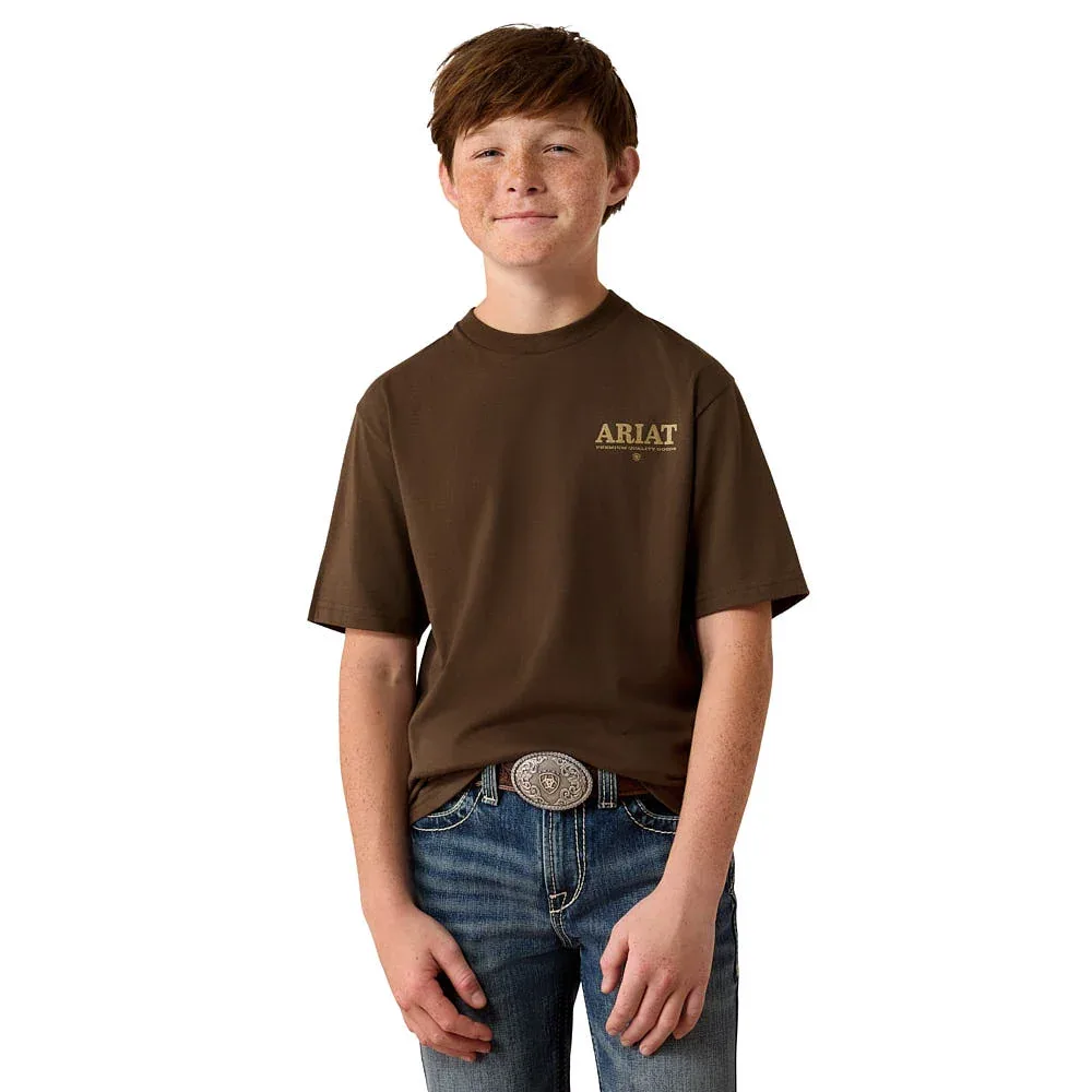 Ariat Boy's Turkish Coffee Mountain Bull Tee Shirt - Image 2