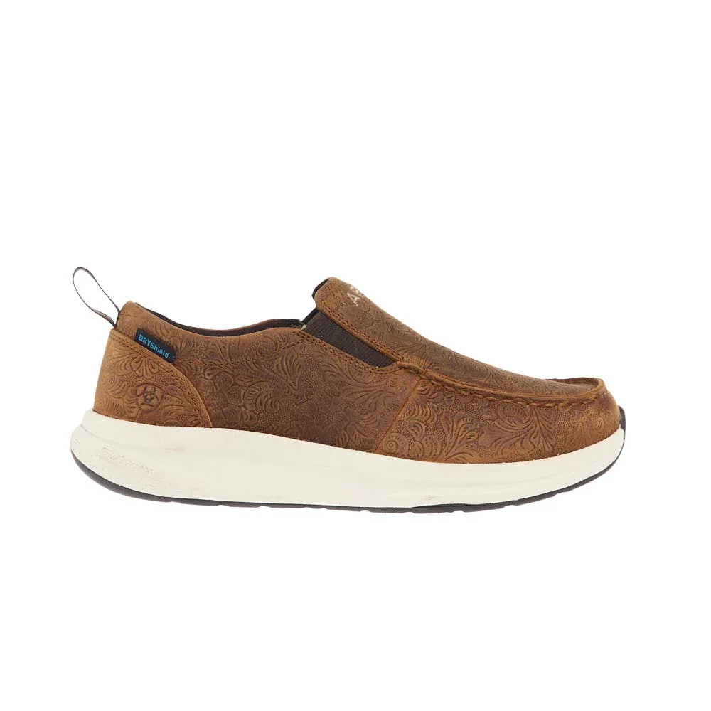 Ariat Women's Buckeye Waterproof Tooled Brown Slip On - Image 2