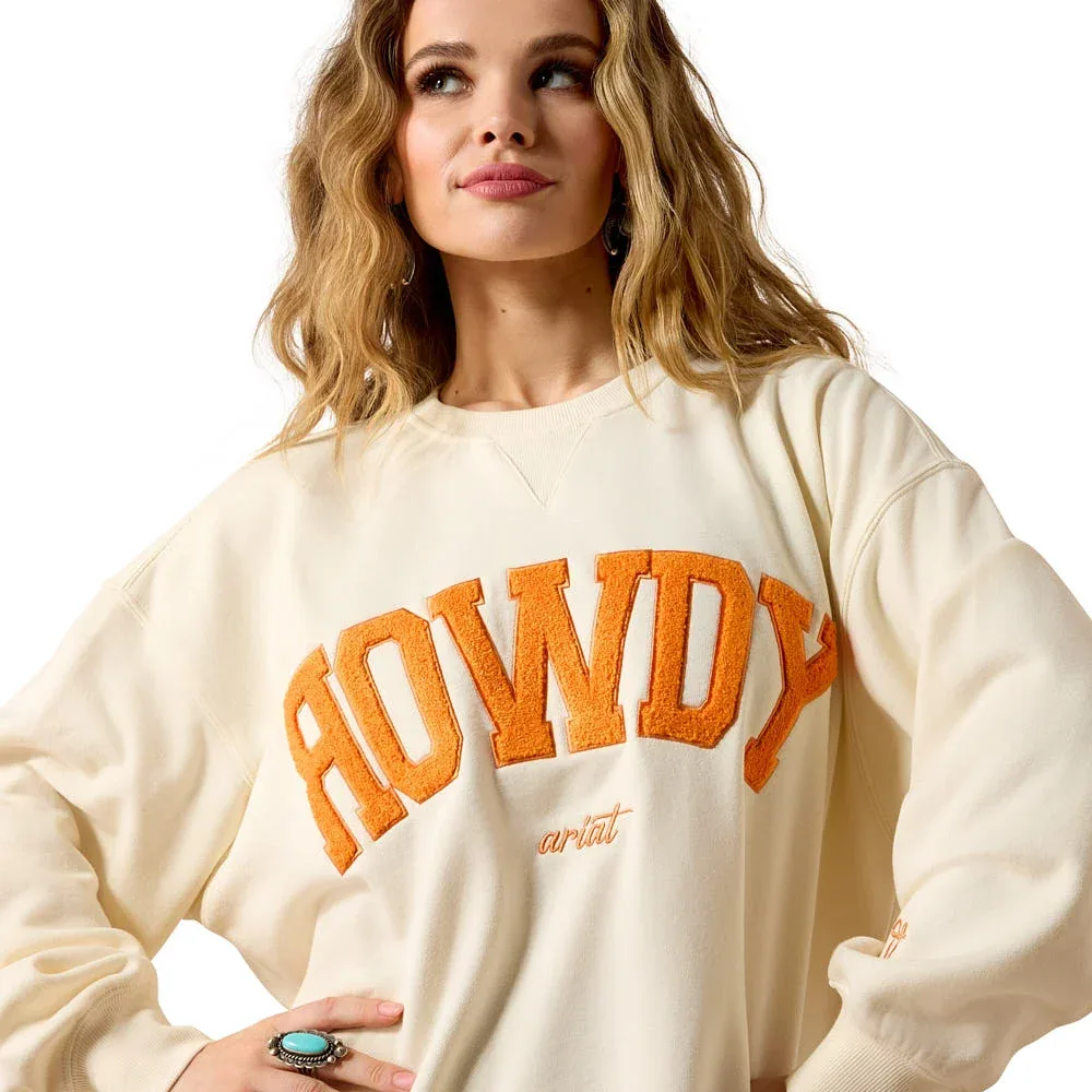 Ariat Women's Cream & Orange Collegiate Sweatshirt - Image 2