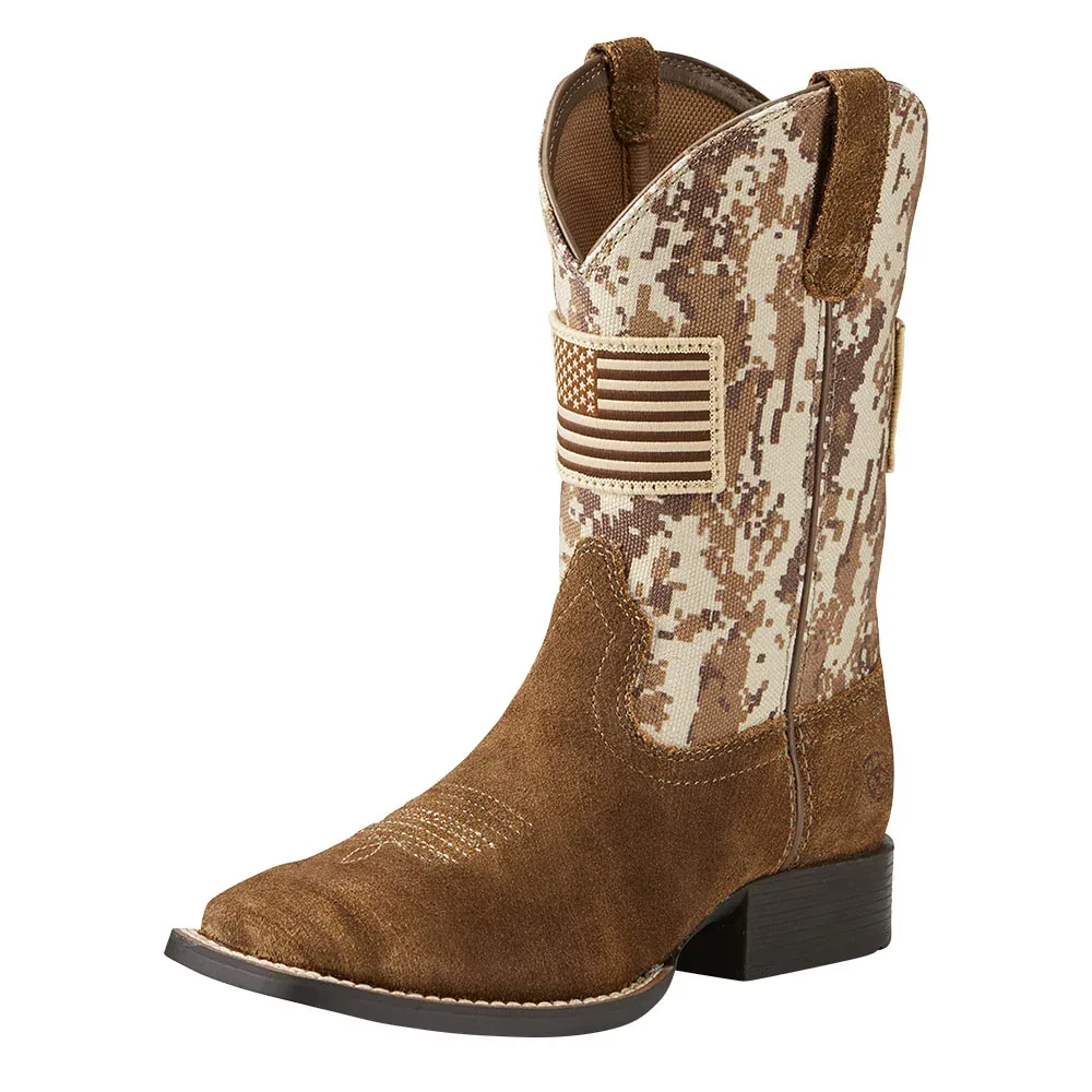 Ariat Youth Patriot Antique Mocha Vamp Sand Camo Top Boot