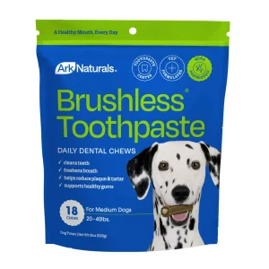 Ark Naturals Brushless Toothpaste, Dog Dental Chews for Medium Breeds, Freshens Breath, Helps Reduce Plaque & Tartar, 18oz, 1 Pack