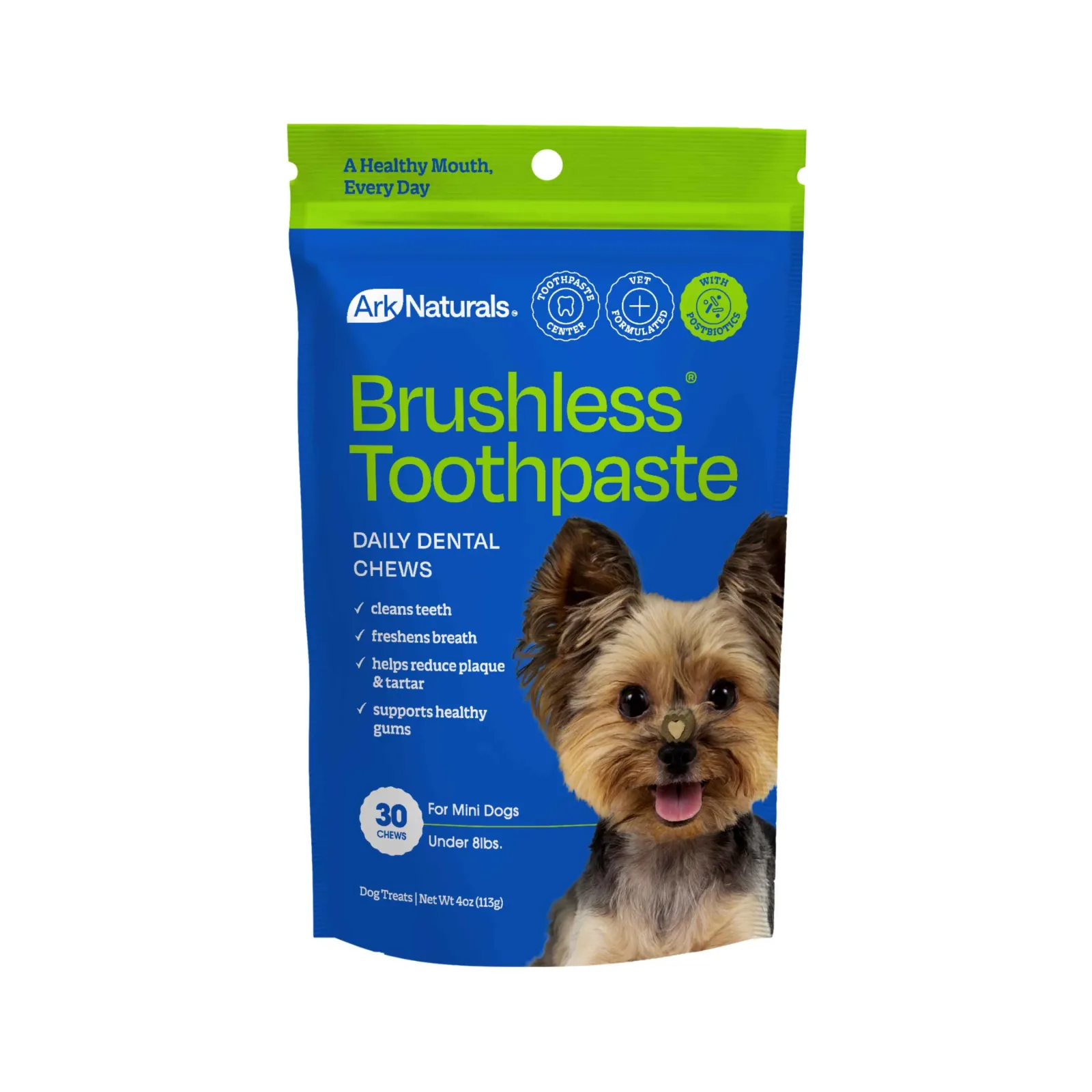 Ark Naturals Brushless Toothpaste, Dog Dental Chews for Mini Breeds, Freshens Breath, Helps Reduce Plaque & Tartar, 4oz, 1 Pack