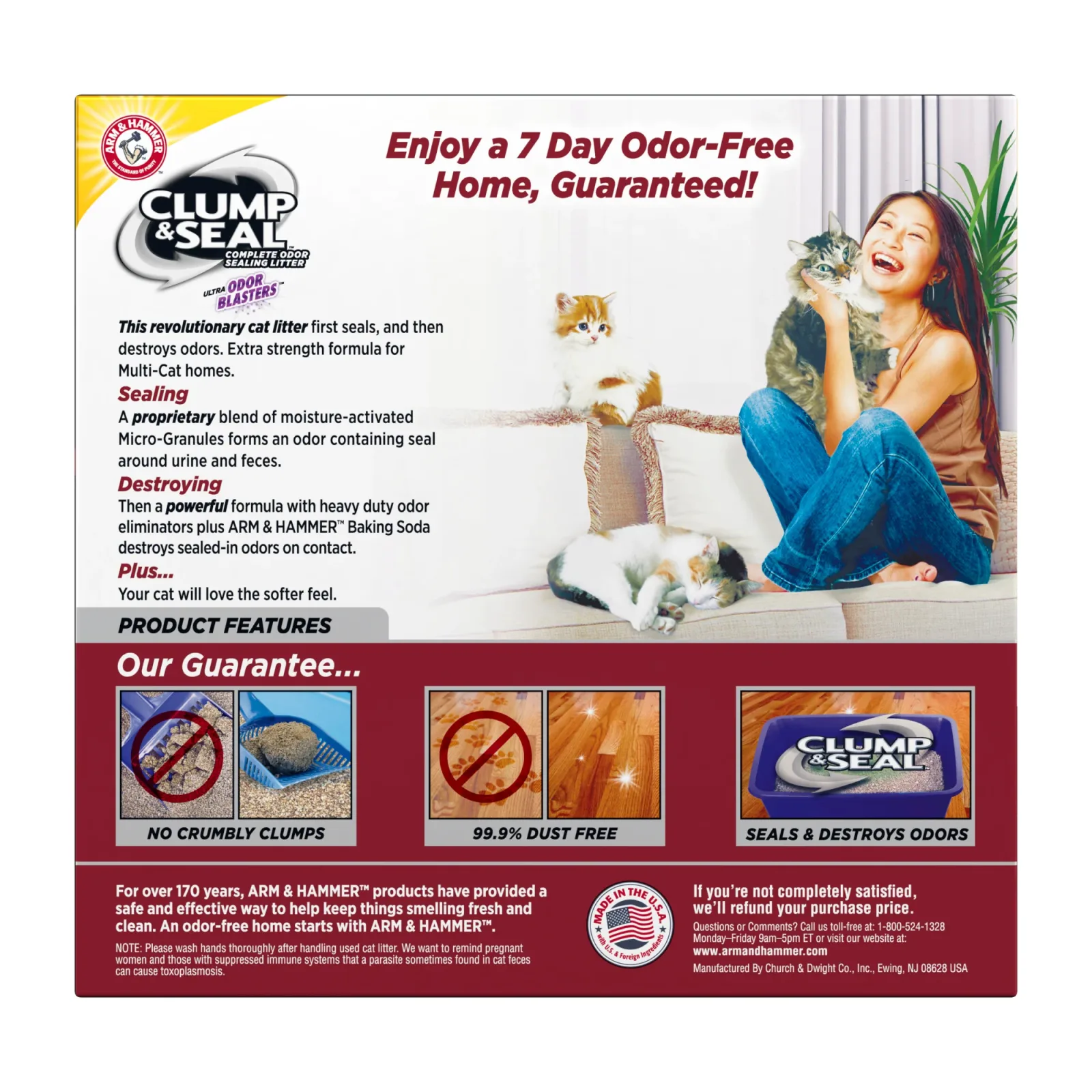 ARM & HAMMER Clump & Seal Litter, Multi-Cat, 19 lb - Image 2