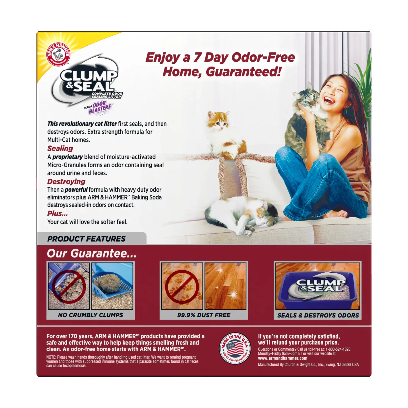 ARM & HAMMER Clump & Seal Multi-Cat Complete Odor Sealing Clumping Cat Litter, 14 lb - Image 2