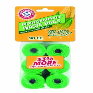 Arm & Hammer Disposable Corn Starch Waste Bags Refills, Green 90 ct