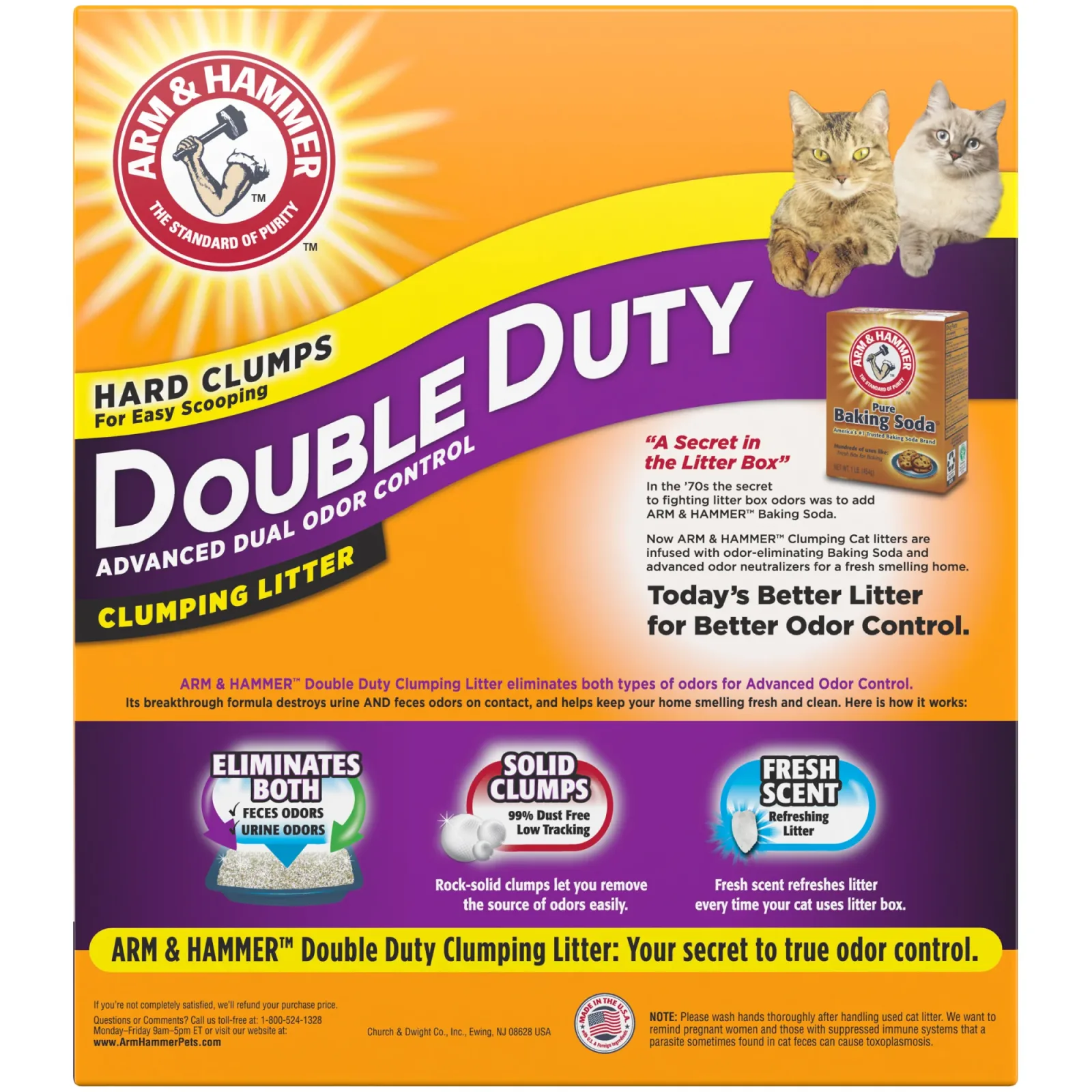 ARM & HAMMER Double Duty Dual Advanced Odor Control Scented Clumping Cat Litter, 40 lb - Image 2