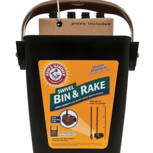 Arm & Hammer Swivel Bin & Rake Black