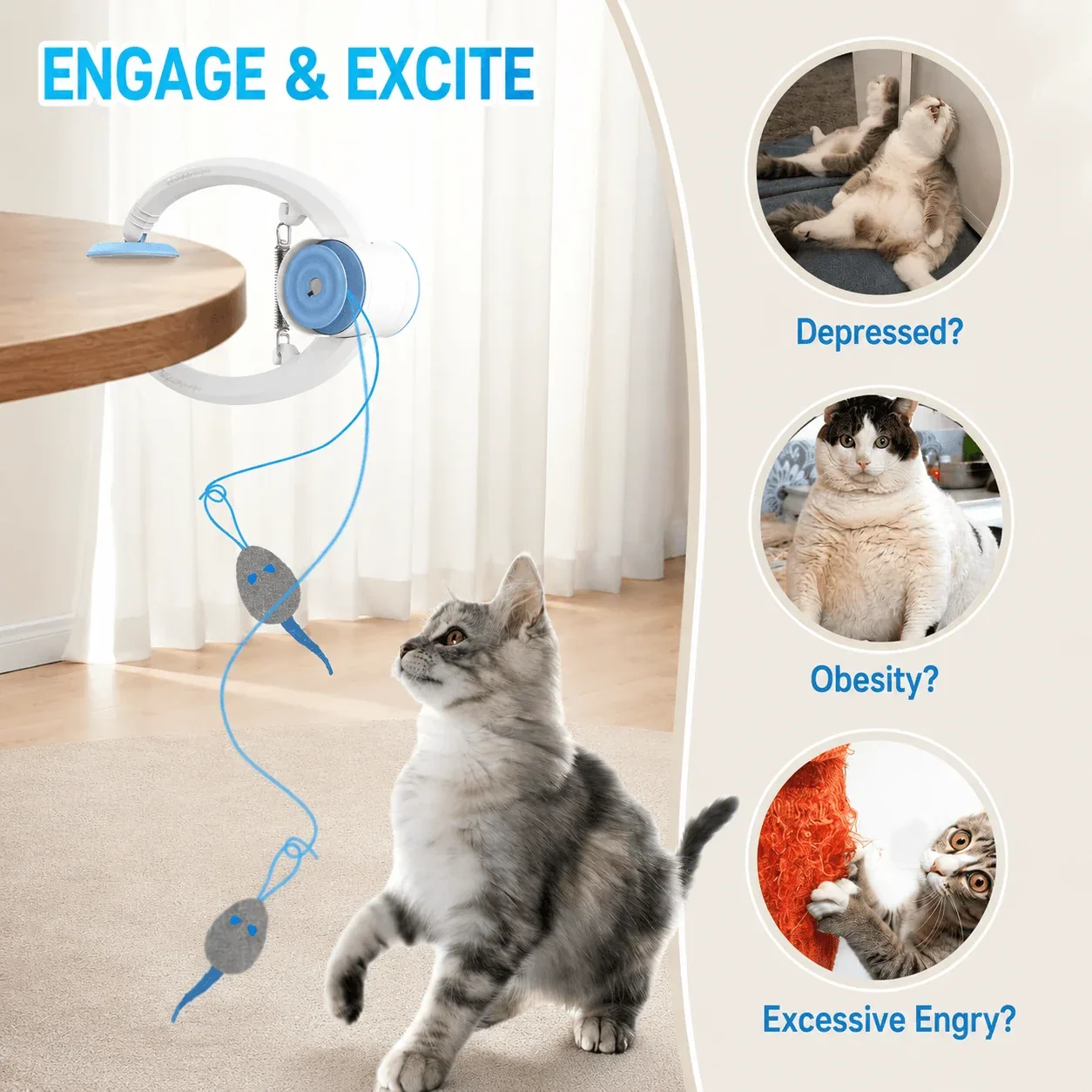 Automatic Hanging Cat Toy – Interactive Moving Mouse Toy for Indoor Cats - Image 2