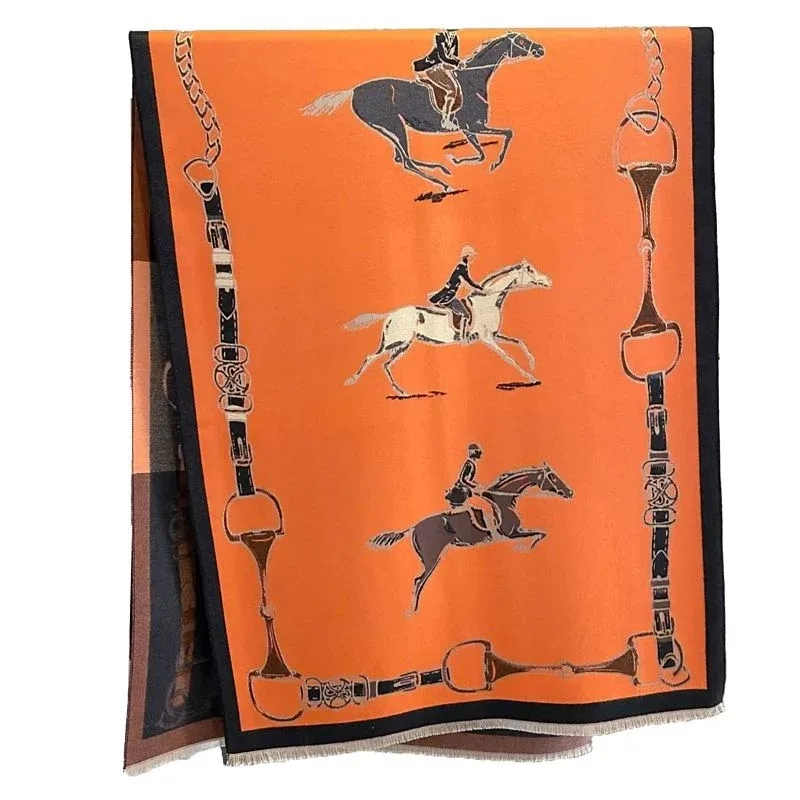 AWST Hunter Horses Acrylic Cashmere Scarf - Image 2