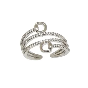 Awst Intftl Rhodium Rhinestones/ Snaffle Bit Ring