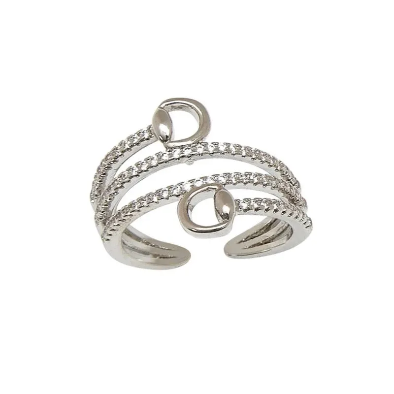 Awst Intftl Rhodium Rhinestones/ Snaffle Bit Ring