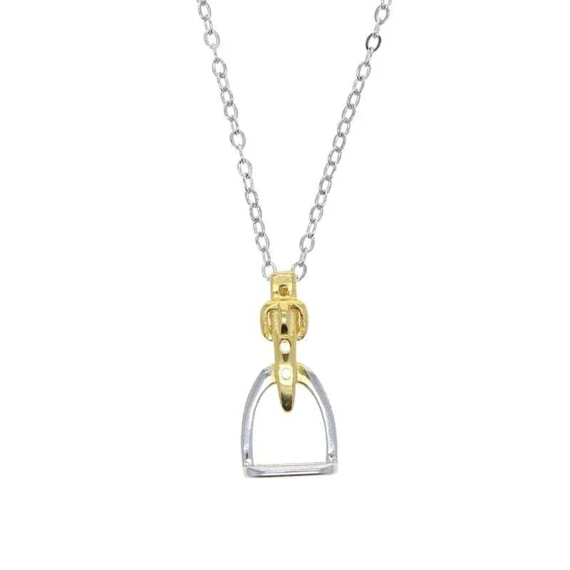 Awst Intftl Two Tone Rhodium Stirrup Necklace 18In