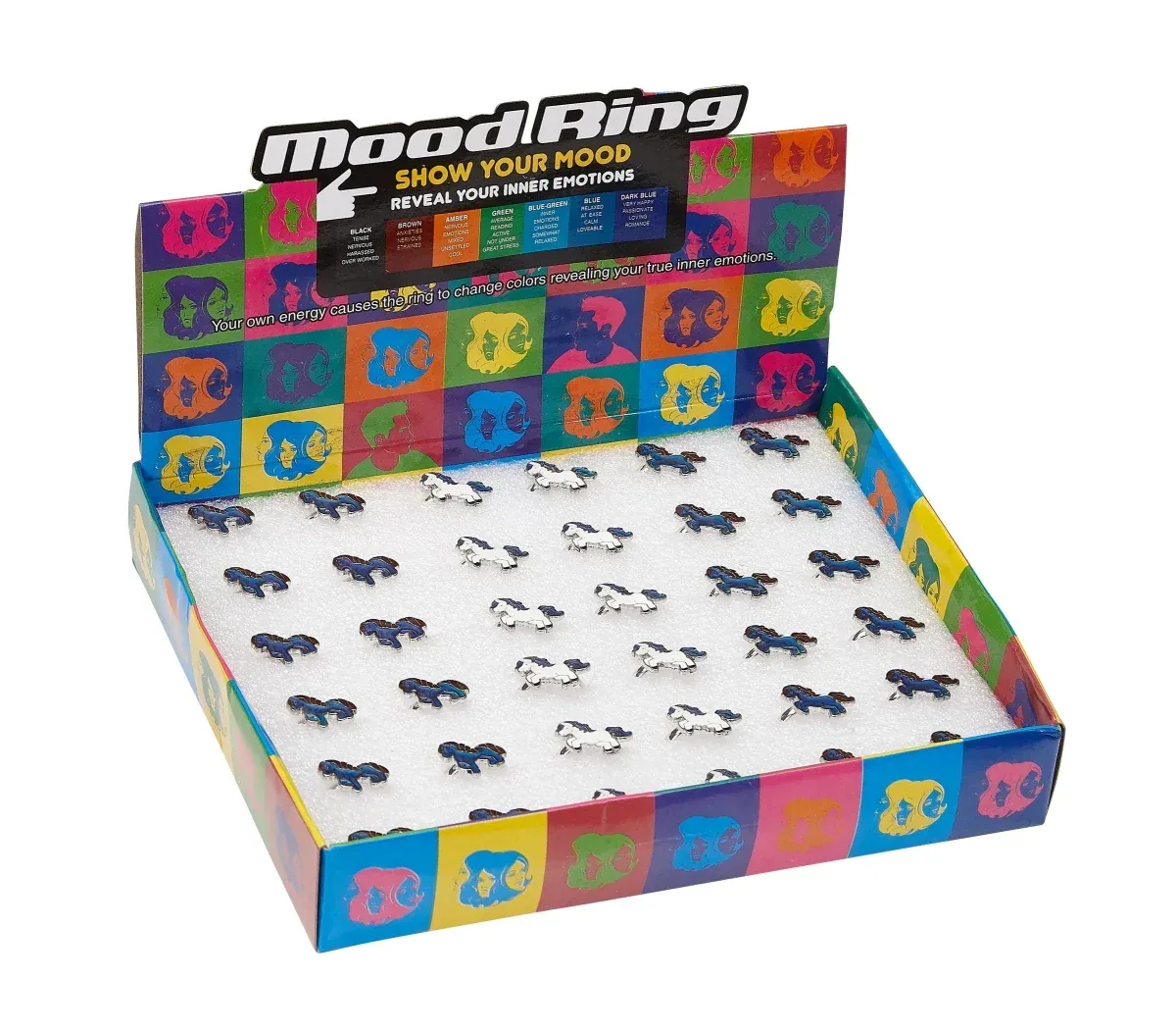 AWST Int'l Colorful Horses Mood Ring Display- 36 ct - Image 2