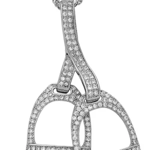 AWST Int'l Rhodium Horse Double Stirrup Necklace