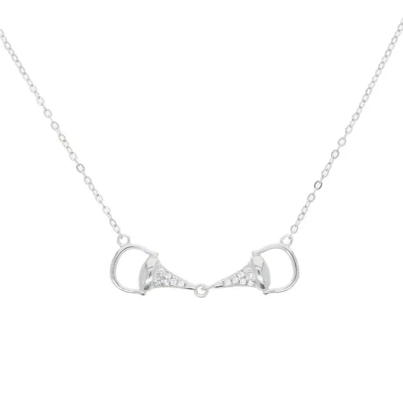 AWST Int'l Sterling Silver & CZ Snaffle Bit Neckla