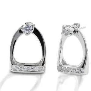 AWST Int'l Sterling Silver & CZ Stirrup Earrings