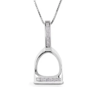 AWST Int'l Sterling Silver & CZ Stirrup Necklace