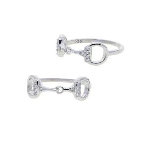 AWST Sterling Silver CZ Snaffle Bit Ring