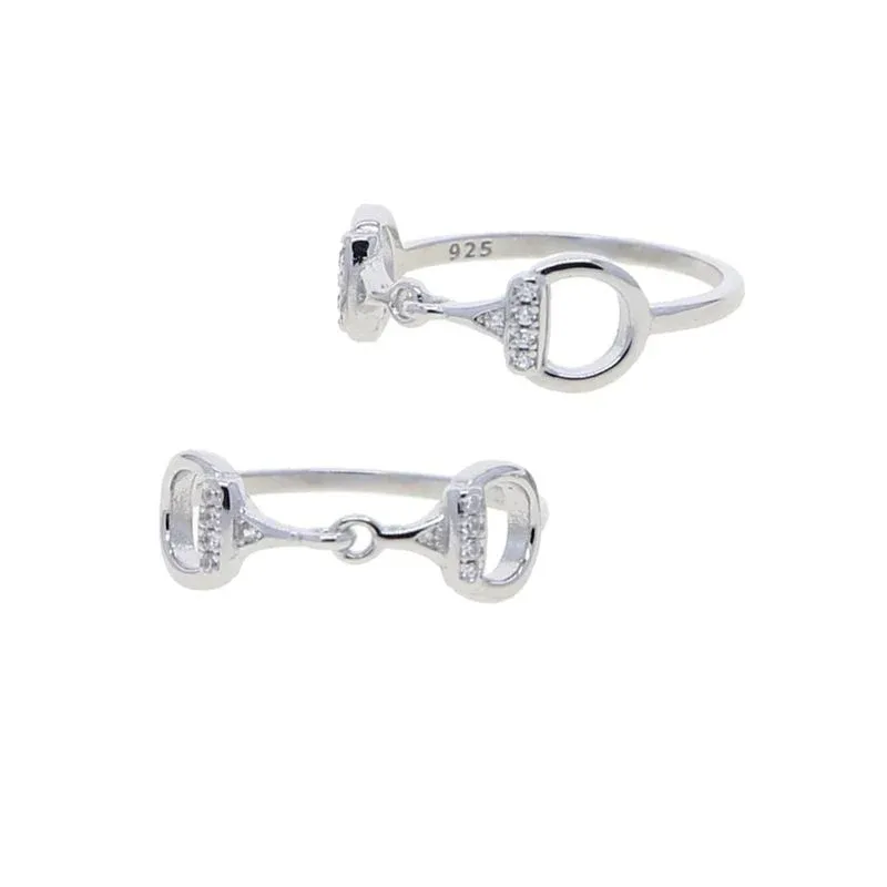 AWST Sterling Silver CZ Snaffle Bit Ring