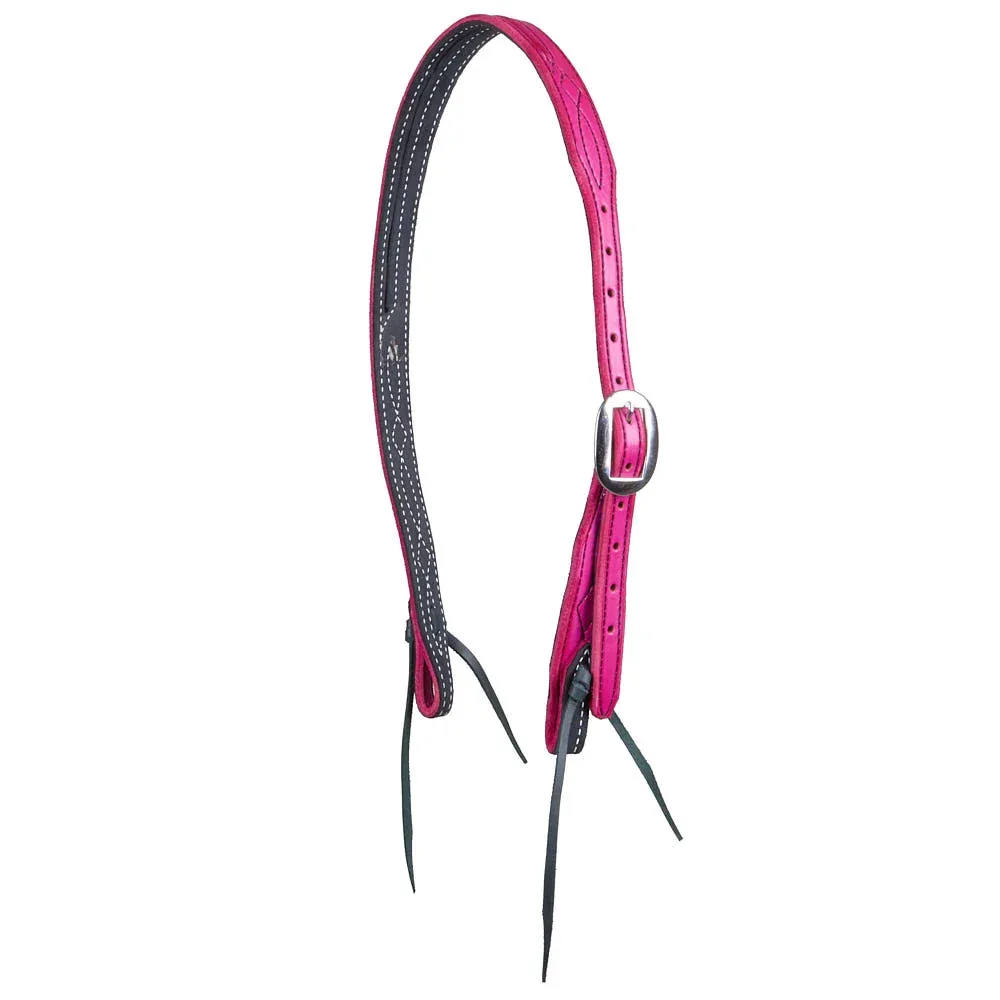B. Langdon Pink Gunslinger Split Ear Headstall with Black Thread