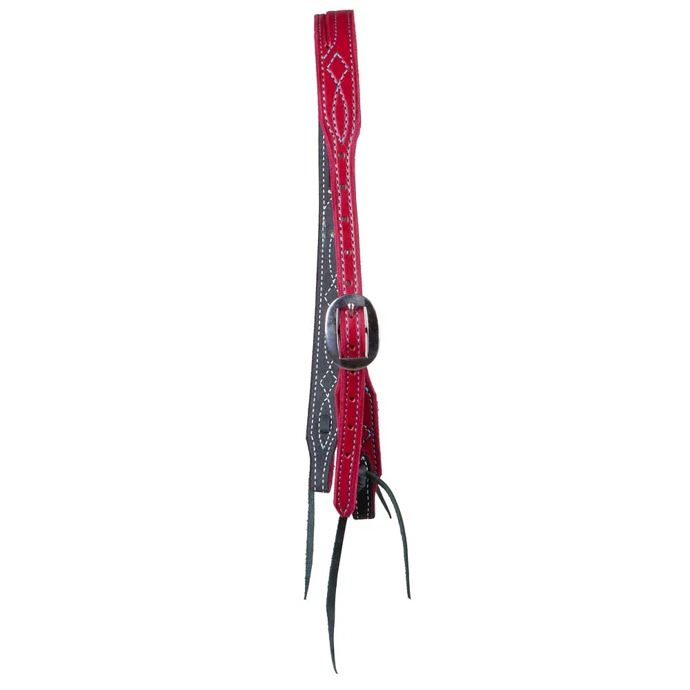 B. Langdon Red Gunslinger Split Ear Headstall with Turquoise Thread - Image 2