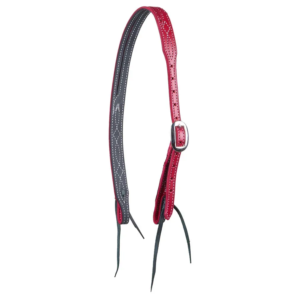 B. Langdon Red Gunslinger Split Ear Headstall with White Thread