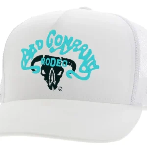 Bad Company White 6-Panel Trucker with Blue / Black Embroidery Logo