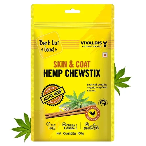 Bark Out Loud Skin & Coat Hemp Chew Stix for Dogs and Cats