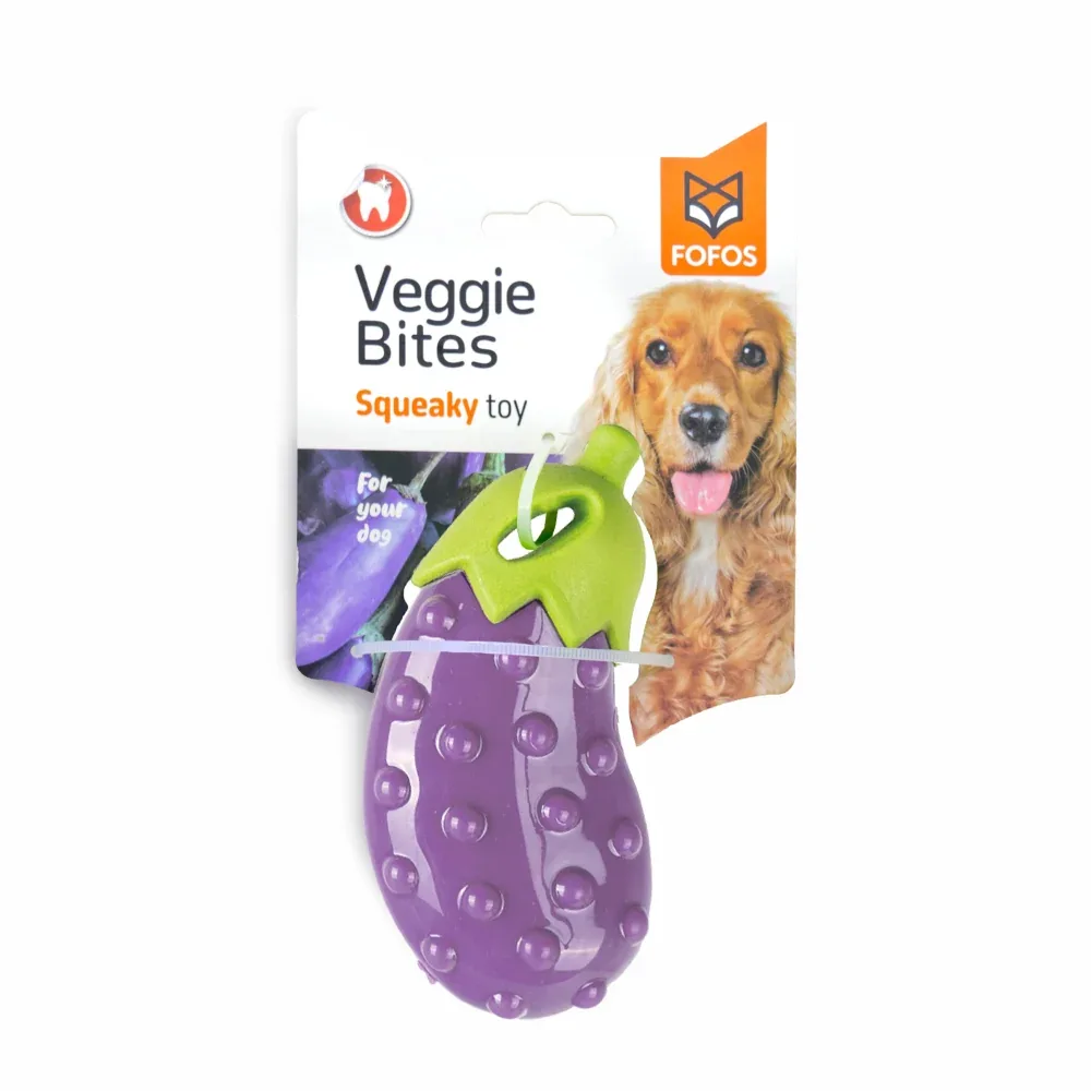 Barkbutler x Fofos Vegi Bites Eggplant Squeaky Toy for Dogs
